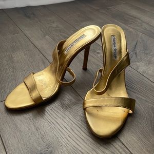 Charles David size 8 gold high heels dressy sandals, excellent condition
